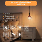 G125 Edison LED Bulb,4W Dim E26,2200K Gradient Brown Striated Glass | Large Globe Decorative Light Bulbs, Warm Ambient Glow, Dim, Match Lamps For Restaurant, Bar & Household Living Space