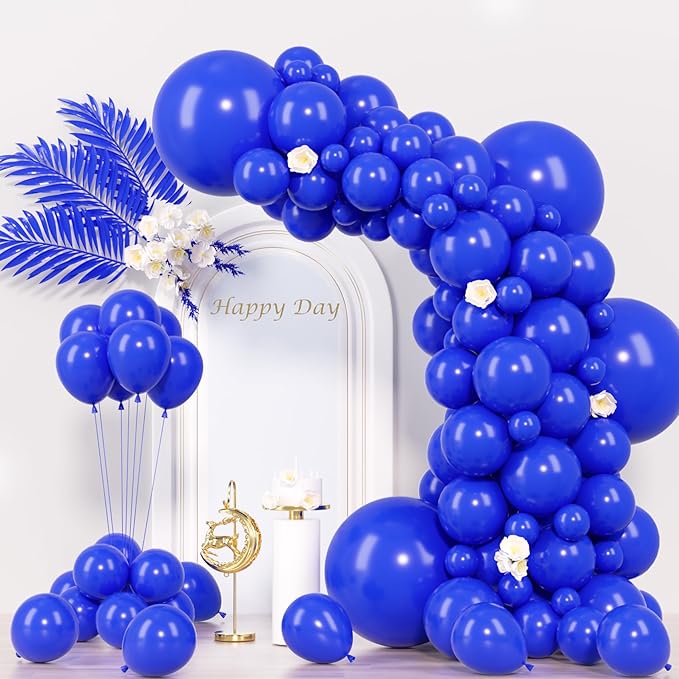 130pcs Royal Blue Balloons Different Sizes 18" 12" 10" 5" Party Latex Balloons for Birthday Graduation Baby Shower Anniversary Nautical Party Decorations
