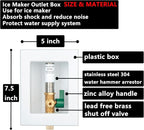 (1 Pack) Lidertik 1/2 inch CPVC Connect Pre-Assembled Ice Maker Outlet Box Valve 1/4 inch Recessed Refrigerator Water Line Wall Box with Shut Off Valve and Stainless Steel Water Hammer Arrestor 641