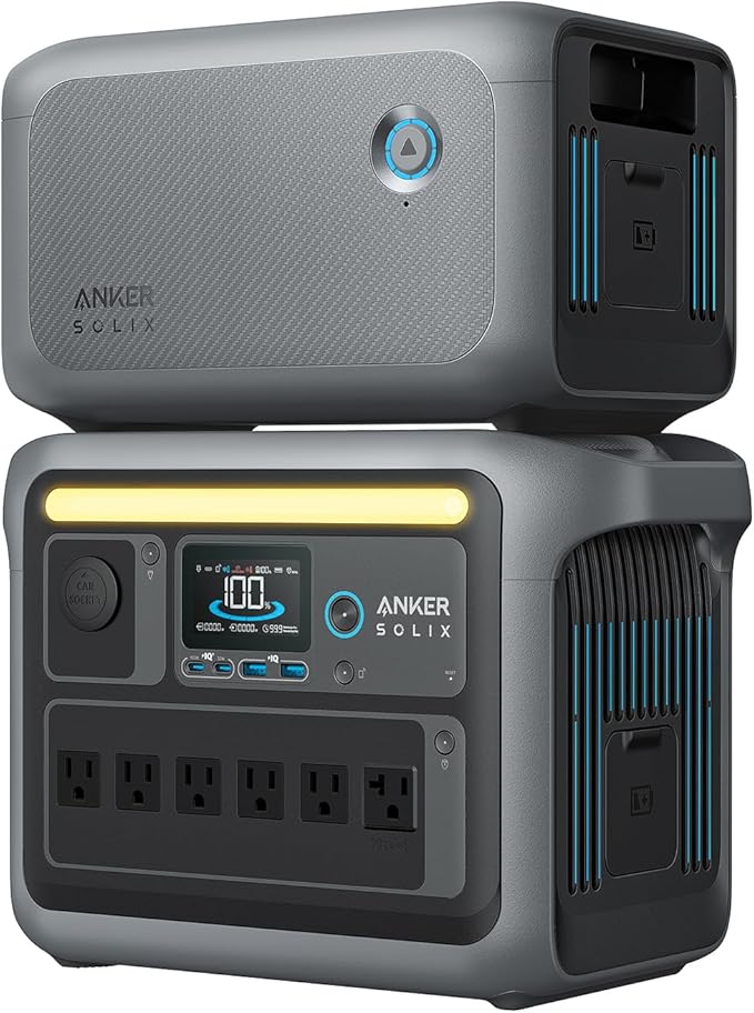 Anker SOLIX C1000 Portable Power Station and BP1000 Expansion Battery, 1800W Solar Generator, Full Charge in 58 Min, 2112Wh LiFePO4 Battery for Outdoor Camping and Home Backup (Optional Solar Panel)