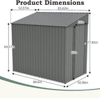 4x7 FT Lean to Shed with Single Lockable Side Door, Outdoor Metal Storage Shed, Sloping Roof Galvanized Utility Steel Tool Shed for Garden, Patio, Lawn & Backyard