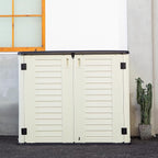 Outdoor Patio Storage Shed,Waterproof Horizontal Outdoor Storage Cabinet for Garbage Cans,Tools and Lawnmower Lockable(34 Cu.ft-Warm-White)