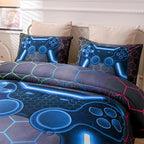 NTBED Game Console Comforter Set for Boys Girls Kids 3D Gaming Geometric Lightweight Microfiber Bedding Sets (Multi, Full)