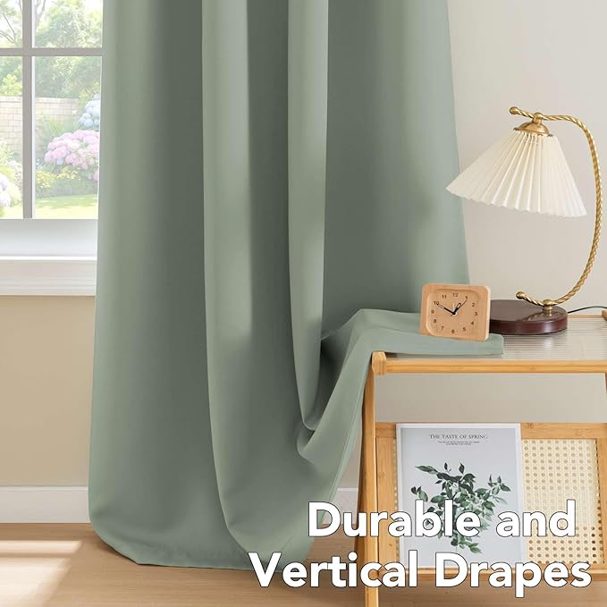 H.VERSAILTEX Thermal Insulated Blackout Window Panels Microfiber Formaldehyde-Free Kids Curtains for Holiday Season Home Decoration,Grommet Top,52 by 96 - Inch - Cyan - Set of 2