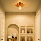 16 inch Flush Mount Ceiling Light, Gold Star Light Fixture, Farmhouse Star Ceiling Light, Vintage Flush Lighting Ceiling for Hallway, Entryway, Study, Bedroom, Stair, Foyer, Kitchen, Bathroom - Metal
