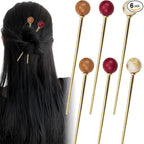6Pcs Hair Sticks for Buns Elegant French Hair Pins for Women, Alloy Hair Forks for Curly, Straight, Wavy & Fine Hair