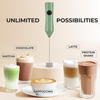 Zulay Kitchen Rechargeable Milk Frother Handheld - Frother Wand, Drink Mixer, Electric Whisk Frother, for Cappuccinos, Matcha & Protein Powder - Dynamic Triple Whisk, 3 Speed 500mAh Forrest Green Gold