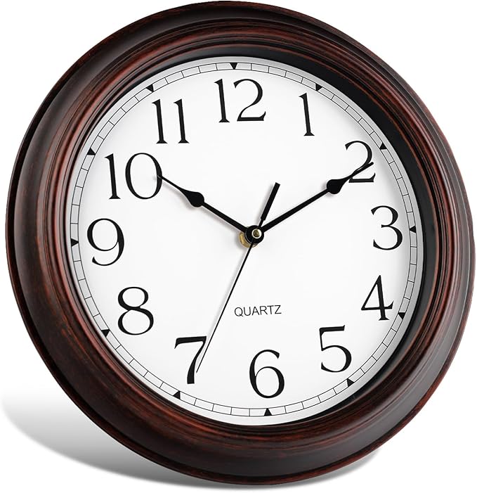 14 Inch Wall Clocks Battery Operated Silent Non-Ticking Wall Clock Vintage Retro Rustic Style Decorative for Living Room Kitchen Farmhouse (Bronze)