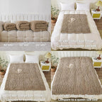 WESHIONGOO Chunky Knit Blanket Throw 50"×60" Knitted Throw Blankets for Couch Bed Fluffy Soft Blanket with Jumbo Chenille Yarn Thick 100% Handmade (Brown)