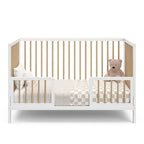 Graco Teddi 5-in-1 Convertible Crib (White with Driftwood) – GREENGUARD Gold Certified, Converts to Daybed, Toddler & Twin Bed with Headboard and Footboard, Adjustable Mattress Height
