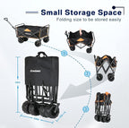EchoSmile Heavy Duty 350 Lbs Capacity Collapsible Wagon, Outdoor Folding Camping Wagons, Grocery Portable Utility Cart, Adjustable Rolling Carts, All Terrain Sports Wagon with Big Wheels by Boahaus