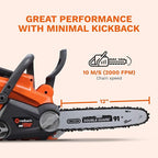 Redback 40V Cordless Chainsaw 12 inches Long Oregon Bar Brushless Motor Tool Only