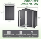 4×6 Ft Metal Outdoor Storage Shed with Floor Base, 0.25mm Galvanized Steel Metal Garden Shed Waterproof with Lockable Door for Backyard, Patio, Garden, Dark Grey