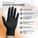 ASAP Nitrile Gloves Disposable Latex Free - 4 Mil Powder Free, Food Safe, Kitchen & Medical - Cleaning & Tattoo Supplies