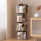 Nisorpa 4 Tier Rotating Bookshelf, 360° Revolving Bookcase Wood Rotating Stackable Shelves Floor-Standing Storage Display Rack Used in Bedrooms Living Rooms Study Office (52"x18"x18")