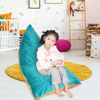 Stuffed Animal Storage Bean Bag Chair Cover, Velvet Turquoise Orange Plush Toy Storage Stuff and Sit Seat for Kids/Teens/Adults, 52" x 31" Extra Large Triangle Sofa, 200L/52Gal, Cover Only