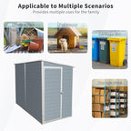 LANTRO JS Storage Sheds Outdoor with Floor, Plastic Shed, 4x8FT Lean to Shed with Two Windows, Lockable Doors for Garden Tools