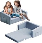 Extra Wide 2 Seater Kids Couch, 2-in-1 Toddler Chairs for Boys & Girls, Kids Sofa with Storage, Comfortable Mini Couch for Kids, Fun Kids Lounge Chair, Toddler Furniture,Children's Gifts(Grey)