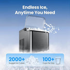 VIBOFROST Nugget Ice Maker Countertop, Fast 35lbs/24H Sonic Pebble Ice Machine, Self-Cleaning Anti-Scale System, Stainless Steel Portable Ice Maker for Home, Kitchen, RV, 10 Cleaning Packets