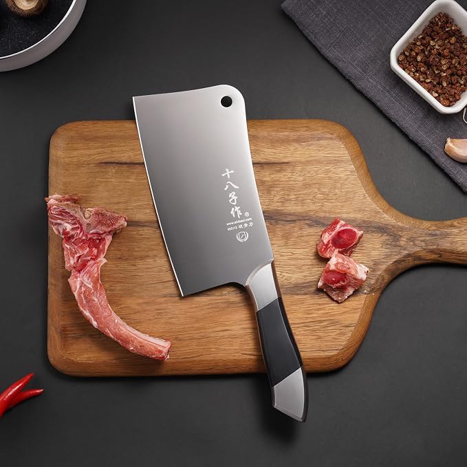 SHI BA ZI ZUO Heavy Duty Stainless Steel Bone Cleaver Knife for Home Chopping Bones
