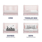GAP babyGap Graham 4-in-1 Convertible Crib with Storage Drawer - Greenguard Gold Certified, Blush Pink/Dark Pink