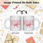 JINYO Coquette Pink Bow Floral Mama Mug, Mama Coffee Cup, Mother's Day Mugs Cups for Mom, Mom Birthday Gifts from Daughter Son, Ceramic Coffee Tea Mug 11 oz