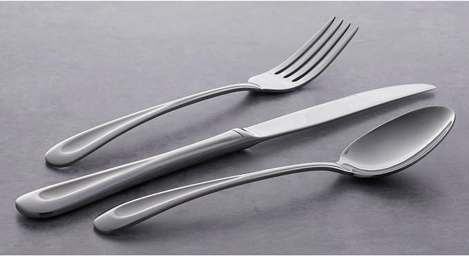 Oneida Satin Sand Dune Dinner Spoons Silverware Set for 4, Flatware | 18/0 stainless steel, satin finish | 6.8 inch length | great for soup or tablespoon use, cutlery set, utensil set