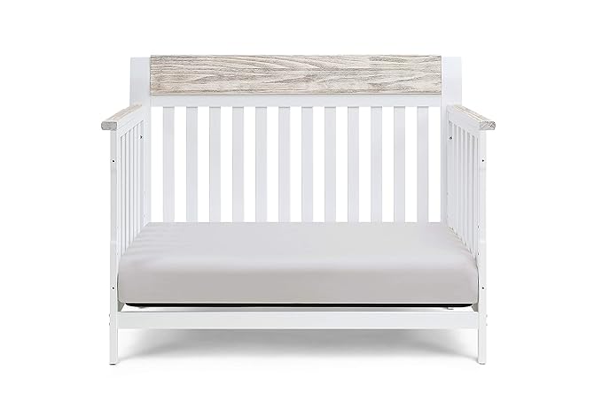 Suite Bebe Hayes 4 in 1 Convertible Crib, White and Wire Brushed Wood