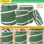 2-Pack 24 Gallon Collapsible Trash Can (19x21 in) Solid Bottom for Pop-Up Trash Can,Recycling Bin,Camping Waste Bin,Laundry Hamper,Yard Waste Bag,Yard Debris Bag,Lawn Grass,Garden Weeds Bags,Leaf Bags