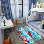 Car Rug Play Mat Car Rug Play Mat Car Rug for Boys Room Fire Fighting Truck Red Car Printed Rug Play Rug for Cars and Trucks Play Rugs for Kids Rooms,Light Blue 3'×4'