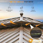 YOLENY 10'x13' Hardtop Gazebo with Galvanized Steel Double Roof, Pergolas Aluminum Frame, Netting and Curtains Included, Metal Outdoor Gazebos for Garden, Patios, Lawns, Parties
