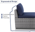 BACKYARD EXPRESSIONS PATIO · HOME · GARDEN w Backyard Expressions 2 Pc. Outdoor Conversation Chair Set with Storage and Ottoman, 250lb Weight Capacity, Navy Blue/Grey Wicker
