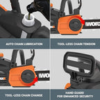 Worx WG322 20V Power Share 10" Cordless Chainsaw with Auto-Tension