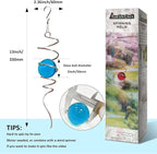 Gazing Ball Spiral Decorative Wind Spinner Tail with Blue Glass Orb,Wind Spinner Spiral Stabilizer,Hanging Visual Illusion in Spinning Yard Art Decor,Indoor Outdoor Garden Decoration-13 in