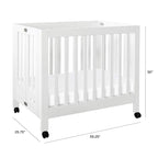 Babyletto Origami Mini Portable Crib Folding with Wheels in White, 2 Adjustable Mattress Positions, Greenguard Gold Certified