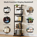 Bookshelf 5-Tier Book shelf: Tall Narrow Bookshelf Bookcase, Industrial Modern Sturdy Display Bookshelves for Small Spaces, Rustic Brown
