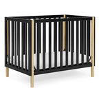 Delta Children Gio Mini Crib with 2.75" Mattress Included, Ebony/Natural