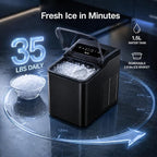 Typhur Fast Nugget Ice Maker Countertop, Chewable Pebble & Pellet Ice Machine with Self-Cleaning Pump & 8-Pack Cleaners, 35lbs/24H Crushed Ice for Kitchen, Bar, RV, Outdoor (Black Stainless Steel)