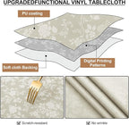 Smiry Rectangle Waterproof Heavy Duty Vinyl Tablecloths, 60 x 84 Inch | Wipeable Washable Floral Embossed Table Cover for Kitchen and Dining Room, Indoor & Outdoor Use, Sand