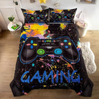 Gamer Comforter Sets for Teen Boys,Gaming Bedding Sets Full,Video Game Bedspread,Game Gamepad Bed Set,Controller Bedding Gamer Home Decor 3 Piece 1 Comforter and 2 Pillowcases