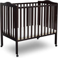 Delta Children Folding Portable Mini Baby Crib with 1.5-inch Mattress, Dark Chocolate