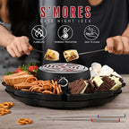2-in-1 S’mores Maker & Fondue Set, Indoor Tabletop Marshmallow Roaster with Temperature Control, 4 Detachable Trays, 4 Forks and Heated Bowl, Movie Night Supplies & Housewarming Gifts