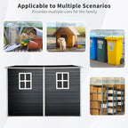 LANTRO JS Plastic Shed with Floor Included, Outdoor Plastic Shed, 4x8FT Storage Shed with Floor Included with Two Windows, Lockable Doors for Garden Tools