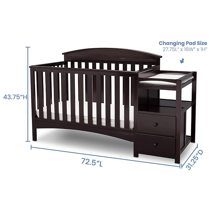 Delta Children Abby Convertible Crib and Changer, Dark Chocolate