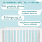 Lucas Mini Modern Crib with Rounded Spindles in White , 39x25.5x33 Inch (Pack of 1)
