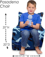 Posh Creations Structured Comfy Bean Bag Chair for Gaming, Reading and Watching TV, Pasadena Chair, Nylon - Camo Blue and Light Blue