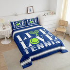 Feelyou Kids Tennis Comforter Set Queen Size Tennis Ball Bedding Set for Boys Girls Teens Bedroom Decor Ball Gaming Comforter Women Men Gift for Tennis Lover Duvet Set with 2 Pillow Case