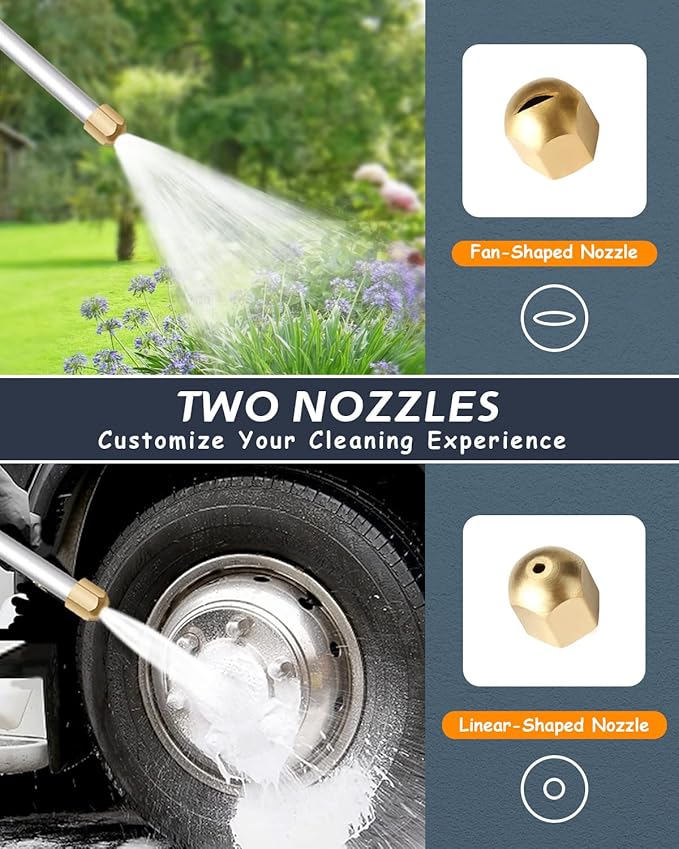 Upgraded Jet Nozzle for Garden Hose Power Washer Wand Hydro Jet High Pressure Washer Tools with 2 Different Nozzles and Hose Quick Connectors