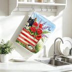 Patriotic Cats Dish Drying Mat for Kitchen Counter Coffee Bar 18x24 in | Decorative Non Slip Absorbent Kitchen Dishes Drainer Mat, with Anti-slip Rubber Backing & Hanging Loop, for Sink, Home Gift