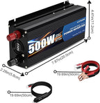 LVYUAN 500 Watt Pure Sine Wave Power Inverter 24V to 110V/120V DC to AC Converter with Dual Sockets, Dual USB Ports, LED Display for Home Outdoor RV Car Power Inverter Power Adapter